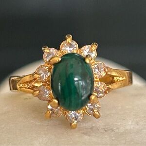 Genuine Malachite 18K Gold Plated Ring